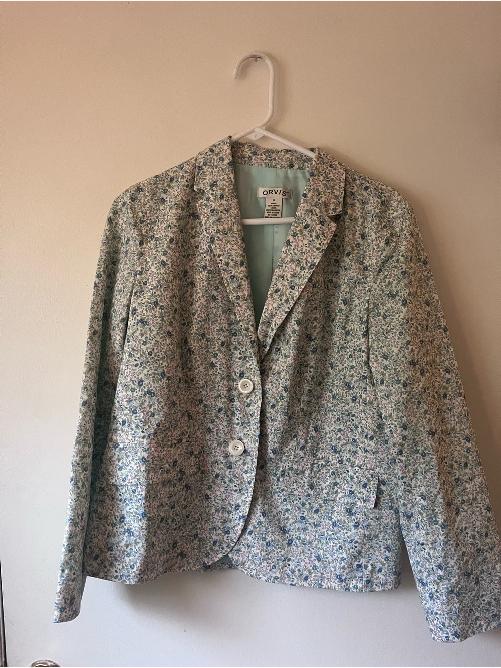 Orvis Women's Floral Blazer Jacket in Light Blue Size 8
